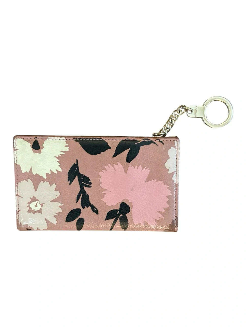 Kate Spade Pink Floral Zip Card Case Wallet with Keychain